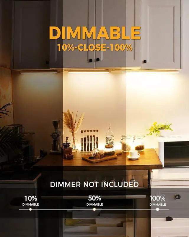 Alt view image 5 of 6 - 2 Pack 12 Hardwired Under Cabinet Lighting Dimmable 9W 600LM 3CCT (3000K/4000K/5000K) Quick Install LED Under Counter Lights for Kitchen Cabinets Countertops YT-4201B-12-2