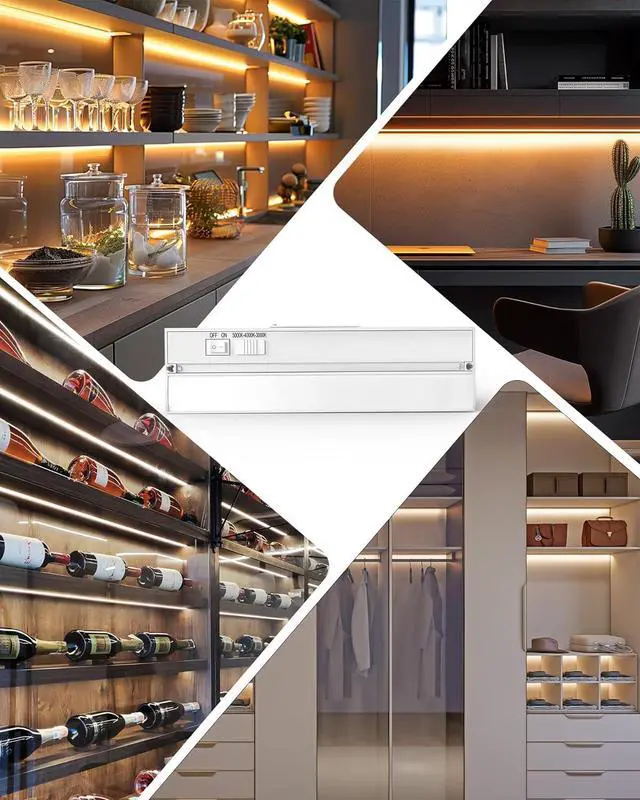 Alt view image 6 of 6 - 2 Pack 12 Hardwired Under Cabinet Lighting Dimmable 9W 600LM 3CCT (3000K/4000K/5000K) Quick Install LED Under Counter Lights for Kitchen Cabinets Countertops YT-4201B-12-2