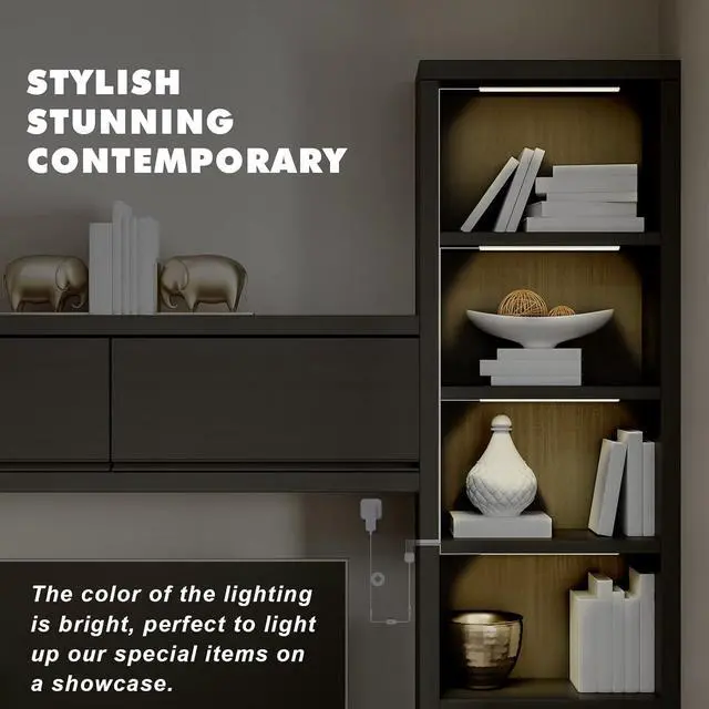 Alt view image 2 of 6 - Natural White 4 Packs Display Cabinet Lights Dimmable Shelf Lighting with Memory Function 12 inch 4000K Bookshelf Lighting Display Lights for Shelf LED Lights for Display Case/Pantry/Closet/Safe