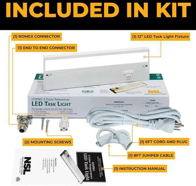 Alt view image 4 of 7 - LED Under Cabinet Lighting Hardwired - 3CCT 12 Inch White Finish - Undercabinet Lights for Kitchen - Linkable Undercounter Dimmable Plug in Light or Hard Wired - Under Counter Fixture Direct Wire