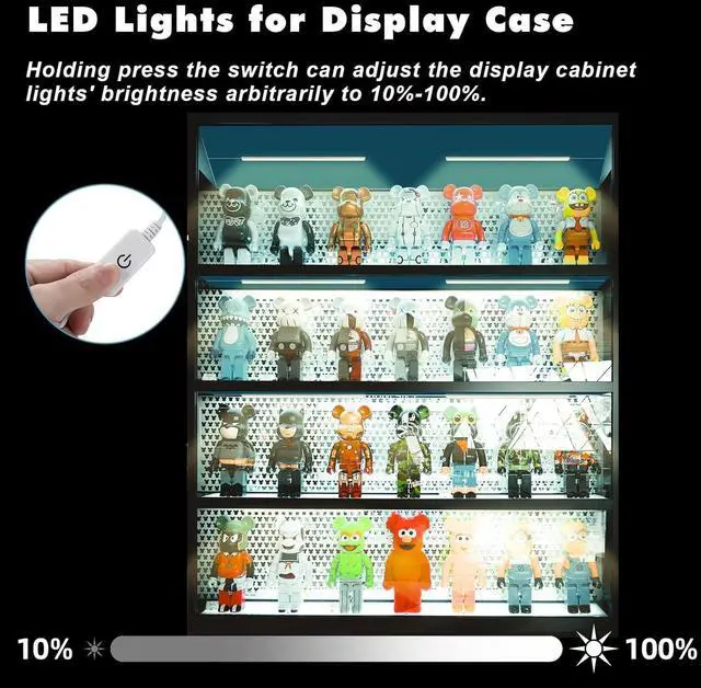 Alt view image 3 of 6 - Natural White 4 Packs Display Cabinet Lights Dimmable Shelf Lighting with Memory Function 12 inch 4000K Bookshelf Lighting Display Lights for Shelf LED Lights for Display Case/Pantry/Closet/Safe