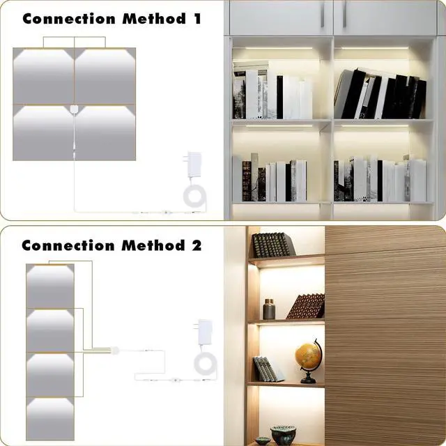 Alt view image 5 of 6 - Natural White 4 Packs Display Cabinet Lights Dimmable Shelf Lighting with Memory Function 12 inch 4000K Bookshelf Lighting Display Lights for Shelf LED Lights for Display Case/Pantry/Closet/Safe