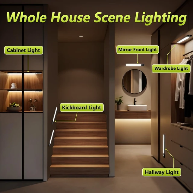 Alt view image 6 of 7 - 6-Pack 10" Wireless Under Cabinet Lights with Digital Display