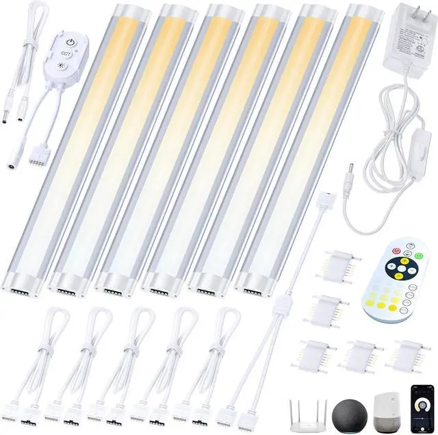 Main image of Smart Under Cabinet Lighting App Alexa & Google Compatible Cabinet Lights  Linkable with Timer Under Counter Lights Fixtures for Kitchen Book Shelf Show Case (6 Lights Bar Kit)