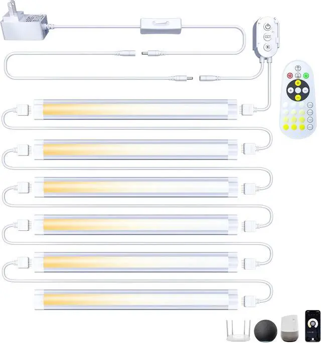 Alt view image 2 of 7 - Smart Under Cabinet Lighting App Alexa & Google Compatible Cabinet Lights  Linkable with Timer Under Counter Lights Fixtures for Kitchen Book Shelf Show Case (6 Lights Bar Kit)
