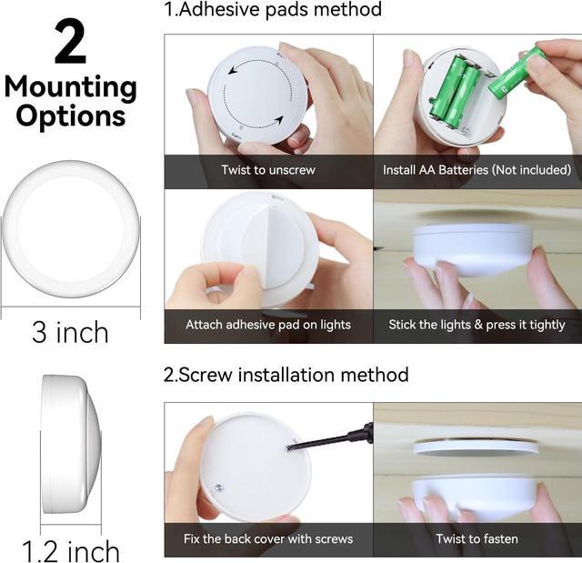 Alt view image 7 of 7 - Puck Lights with Remote Control Battery Operated LED Push Lights Wireless 13 Color RGB - for Closet Bedroom Wall Under Cabinet Battery Powered Puck Lights. Convenient 3M Stick On 6 Pack