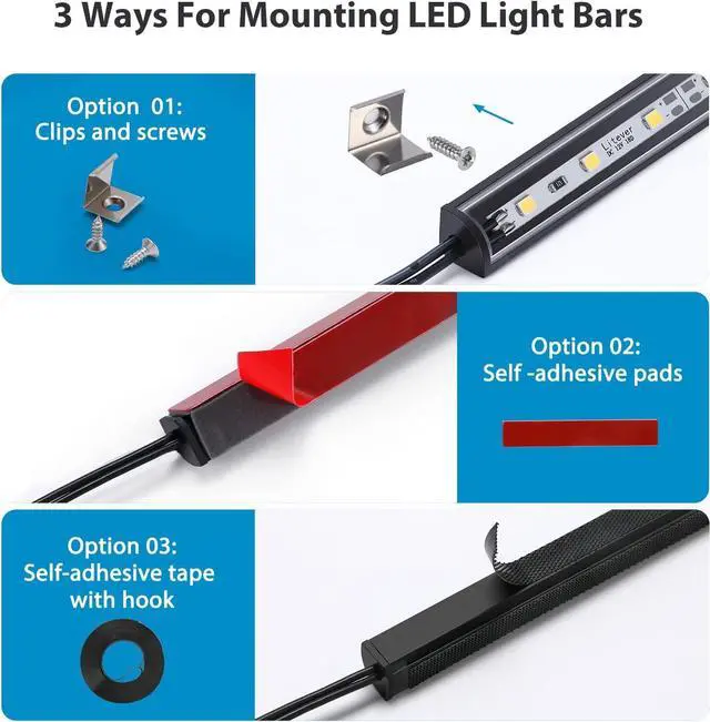 Alt view image 5 of 7 - LED Safe Lighting Kit. Door Control Activated. 6 pcs Slim 12 inch Light Bars. Linkable Extendable Plug-in for Gun Safe Closet Showcase in-Cabinet Under Counter Pantry. Daylight 5000K