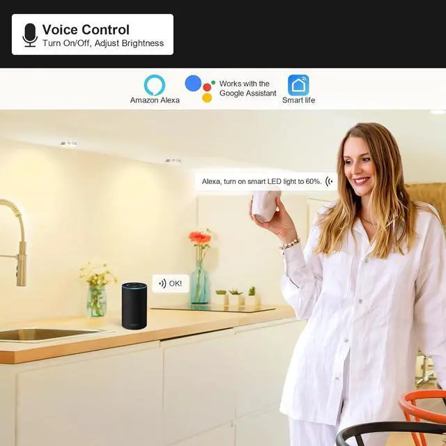 Alt view image 3 of 7 - 6pack LED Puck Light Kit 2700-6000K Smart Round Under Cabinet Lighting with APP Control Compatible with Alexa Google Assistant for Under Counter Kitchen (Silver)