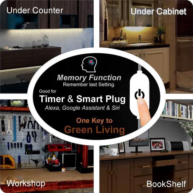 Alt view image 5 of 5 - LED under cabinet lighting for kitchen Built-in Adjustable Cable CORNER INPUT under-counter light fixture 4 Pcs work bench Lights 1800 Lm 6500K Super Bright for Garage Closet Shelf Locker Bookcase