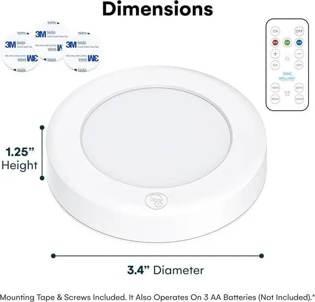 Alt view image 3 of 7 - Wireless LED Puck Light 3 Pack | Works With Remote Control | Under Cabinet  Closet Light | Battery Powered | Under Counter Lighting | Stick On Lights
