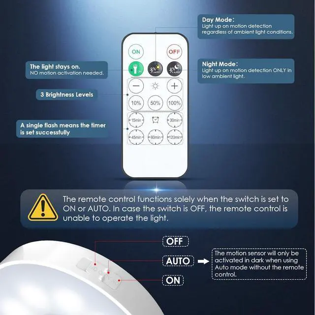 Alt view image 5 of 7 - Motion Sensor Puck Light with Remote Wireless Dimmable Under Cabinet Lights Rechargeable Magnetic Closet Light Stick on Night Light 4-Pack