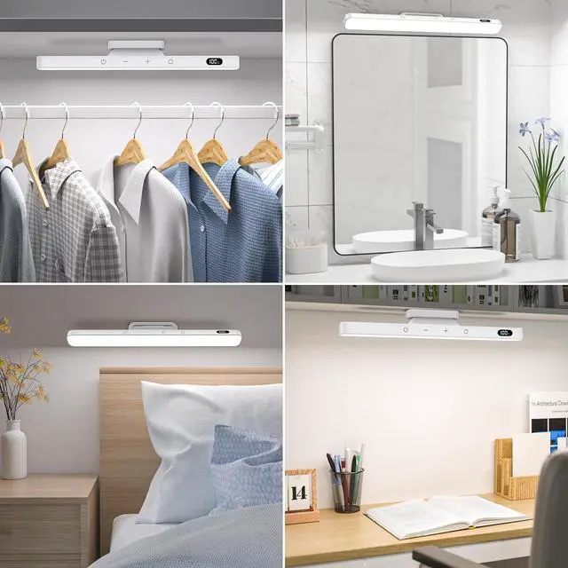 Alt view image 4 of 6 - 3W Rechargeable Light Bar Touch Adjustable 3 Colors 120 LED Mirror Lights Magnetic for Cabinets Makeup Battery Stick On for Closet Kitchen Bedroom Bathroom Wall