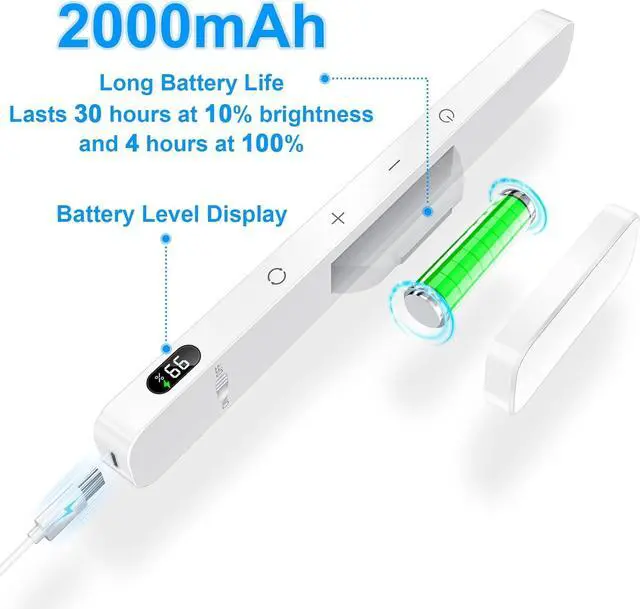 Alt view image 5 of 6 - 3W Rechargeable Light Bar Touch Adjustable 3 Colors 120 LED Mirror Lights Magnetic for Cabinets Makeup Battery Stick On for Closet Kitchen Bedroom Bathroom Wall