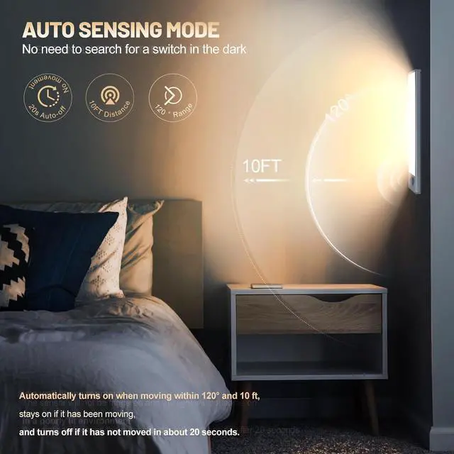 Alt view image 2 of 7 - 6 Pack Under Cabinet Lights Wireless, 40 LED Motion Sensor Light Indoor Rechargeable Magnetic Closet Lights Battery Operated, Under Counter Lights for Kitchen, Wardrobe, Stairs, Warm Light