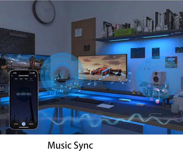 Alt view image 6 of 7 - Smart Under Cabinet Lights LED Light Bar White & RGB Multi Color Changing Counter Lighting. Alexa Google App Controlled Lamp for Kitchen Shelf Bookcase above Sink Desk (1-Bar 20 Inch Kit)