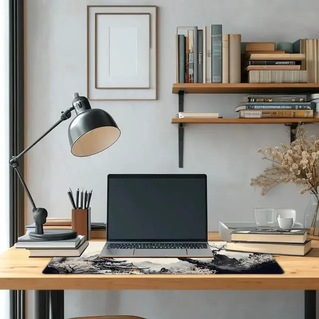 Alt view image 5 of 7 - Long Gaming Mouse Pad Extended Anime Large Desk Pad with Non-Slip Base Full Keyboard Mat with Stitched Edges for Gaming and Office 31.5 x 11.8 inches (Wash Painting)