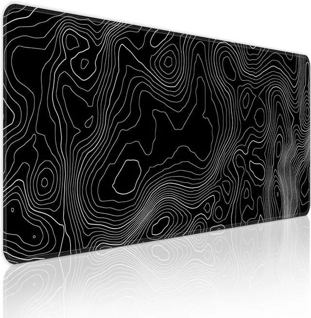 Main image of Bzu Topographic Contour Extended Big Mouse Pad Large XL Gaming Mouse Pad Desk Pad 31.5x11.8inch Long Computer Keyboard Mouse Mat Mousepad with 3mm Non-Slip Base and Stitched Edge for Home Office Work