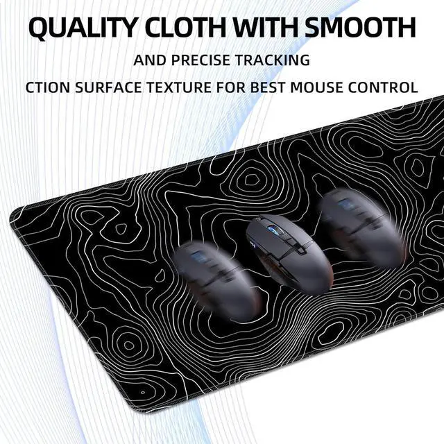 Alt view image 5 of 7 - Bzu Topographic Contour Extended Big Mouse Pad Large XL Gaming Mouse Pad Desk Pad 31.5x11.8inch Long Computer Keyboard Mouse Mat Mousepad with 3mm Non-Slip Base and Stitched Edge for Home Office Work