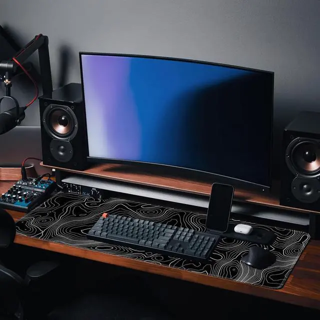 Alt view image 7 of 7 - Bzu Topographic Contour Extended Big Mouse Pad Large XL Gaming Mouse Pad Desk Pad 31.5x11.8inch Long Computer Keyboard Mouse Mat Mousepad with 3mm Non-Slip Base and Stitched Edge for Home Office Work