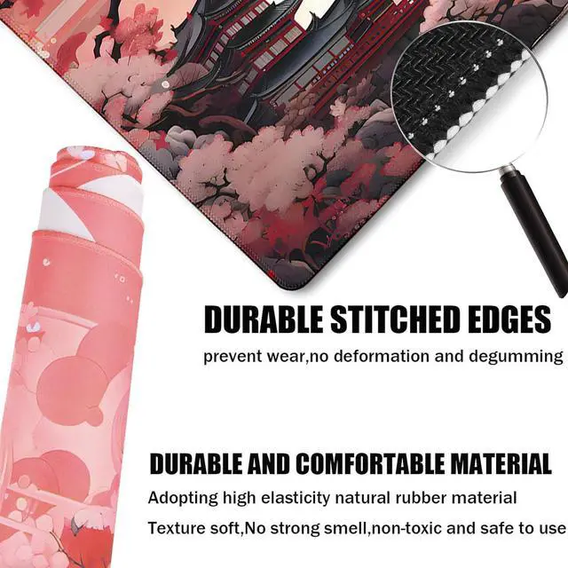 Alt view image 2 of 7 - Japanese Large Gaming Mouse Pad with Stitched Edges 31.5 x 15.7 Large Extended Computer Pad Mouse Pad Protector with Non-Slip Waterproof Rubber Base for Laptop Office Accessories Sunset