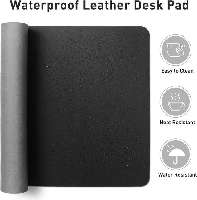 Alt view image 6 of 7 - Leather Desk Pad Protector Mouse Pad Office Desk Mat Non-Slip PU Leather Desk Blotter Laptop Desk Pad Waterproof Desk Writing Pad for Office and Home (Black 31.5 x 15.7)