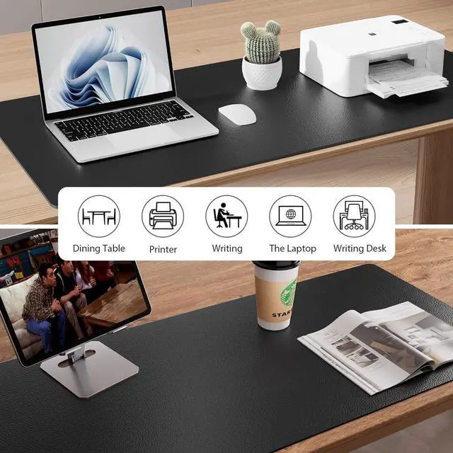 Alt view image 5 of 7 - Leather Desk Pad Protector Mouse Pad Office Desk Mat Non-Slip PU Leather Desk Blotter Laptop Desk Pad Waterproof Desk Writing Pad for Office and Home (Black 31.5 x 15.7)