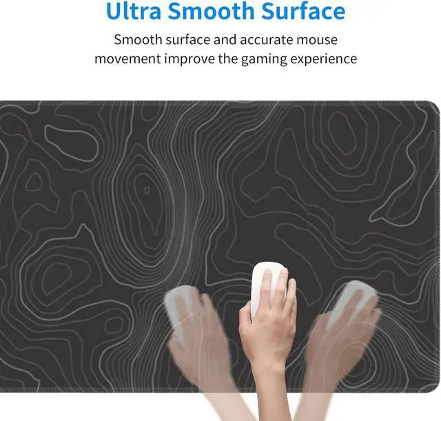 Alt view image 4 of 7 - Topographic Contour Large Gaming Mouse Pad Extended Mousepad Big Desk Pad 31.5 X 11.8 Inch XL Long Keyboard Mouse Mat with 3mm Non-Slip Base and Stitched Edge for Home Gaming Office Work