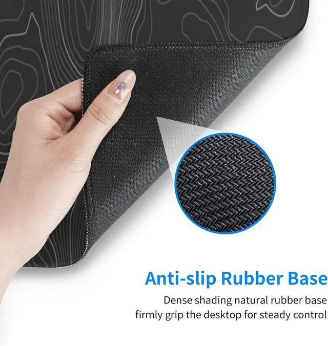Alt view image 5 of 7 - Topographic Contour Large Gaming Mouse Pad Extended Mousepad Big Desk Pad 31.5 X 11.8 Inch XL Long Keyboard Mouse Mat with 3mm Non-Slip Base and Stitched Edge for Home Gaming Office Work