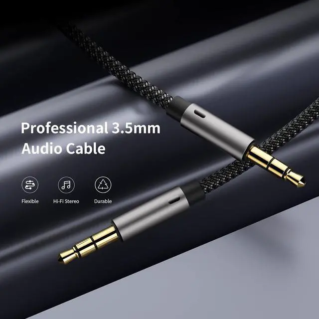 Alt view image 2 of 7 - Aux Cord 3 ft 3.5mm Audio Cable Male to Male Stereo Hi-Fi Sound Nylon Braided aux to aux 1/8 Cable for Headphones Car Home Stereos Speakers