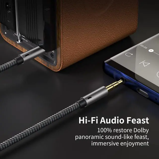 Alt view image 7 of 7 - Aux Cord 3 ft 3.5mm Audio Cable Male to Male Stereo Hi-Fi Sound Nylon Braided aux to aux 1/8 Cable for Headphones Car Home Stereos Speakers