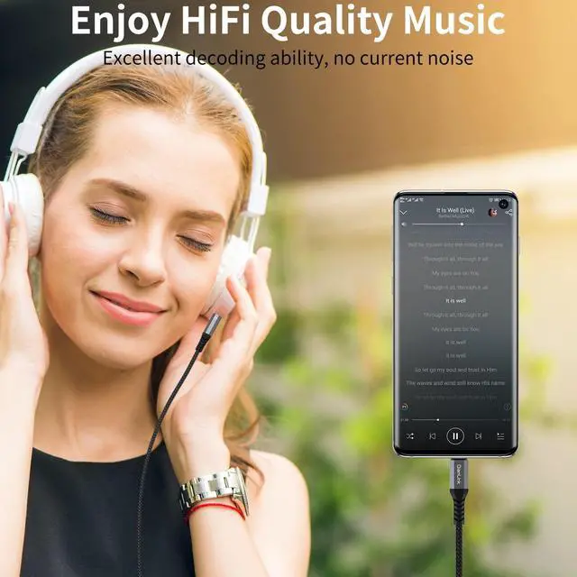 Alt view image 3 of 6 - USB C to 3.5mm Audio Aux Jack Cable (3.3ft 2-Pack) Type C to 3.5mm Headphone Car Stereo Cord for iPhone 15 16 17 Pro Max  Galaxy S25 S24 S23 S22 S21 Ultra Note 20 10 Pixel 9 8 XL iPad Pro