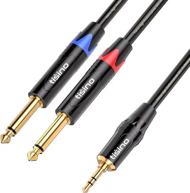 Main image of 1/8 to 1/4 Stereo Cable 1/8 Inch TRS Stereo to Dual 1/4 inch TS Mono Y-Splitter Cable 3.5mm Aux Mini Jack to Jack Breakout Cord - 3.3 feet