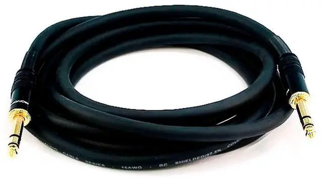 Main image of 1/4-Inch TRS Male to Male Cable - 10 Feet - Black 16AWG Gold Plated - Premier Series