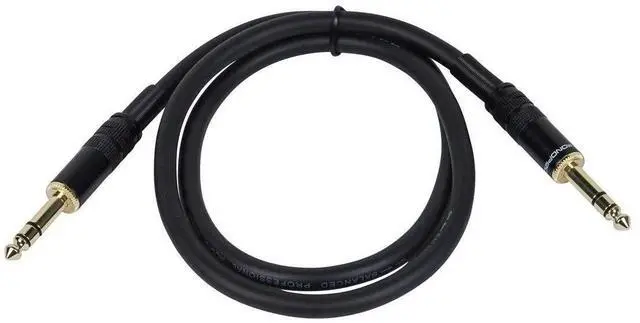 Alt view image 2 of 7 - 1/4-Inch TRS Male to Male Cable - 10 Feet - Black 16AWG Gold Plated - Premier Series