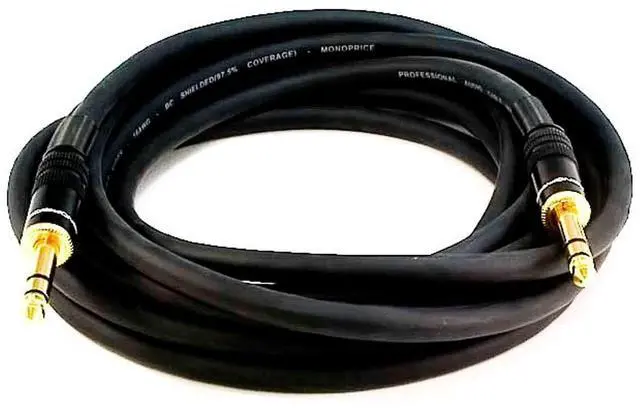 Alt view image 3 of 7 - 1/4-Inch TRS Male to Male Cable - 10 Feet - Black 16AWG Gold Plated - Premier Series