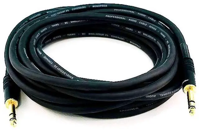 Alt view image 4 of 7 - 1/4-Inch TRS Male to Male Cable - 10 Feet - Black 16AWG Gold Plated - Premier Series