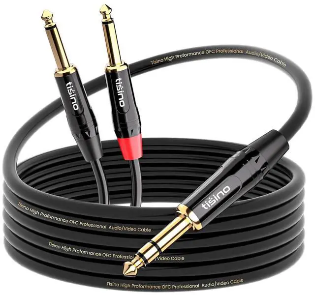 Alt view image 2 of 7 - tisino 1/4 inch TRS Stereo to Dual 1/4 inch TS Mono Insert Cable Y-Splitter Stereo Breakout Cable Patch Cord - 3.3 feet