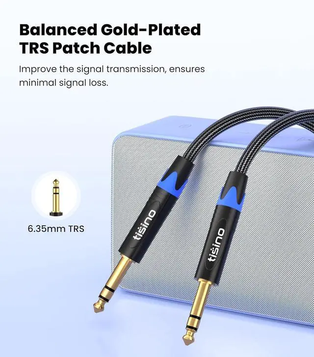 Alt view image 2 of 7 - 1/4 inch TRS Cable Quarter inch 1/4 TRS to TRS Balanced Stereo Audio Cable Male to Male Pro Interconnect Cable Guitar Cable Nylon Braid - 3 FT