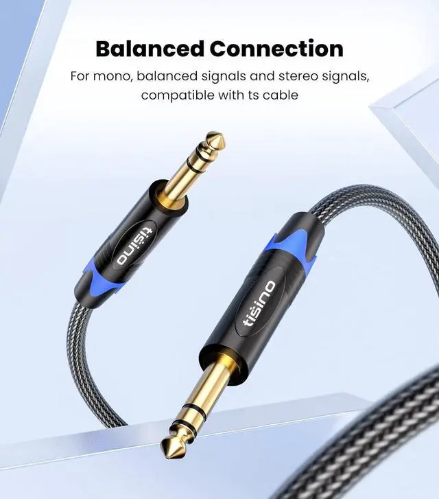 Alt view image 4 of 7 - 1/4 inch TRS Cable Quarter inch 1/4 TRS to TRS Balanced Stereo Audio Cable Male to Male Pro Interconnect Cable Guitar Cable Nylon Braid - 3 FT