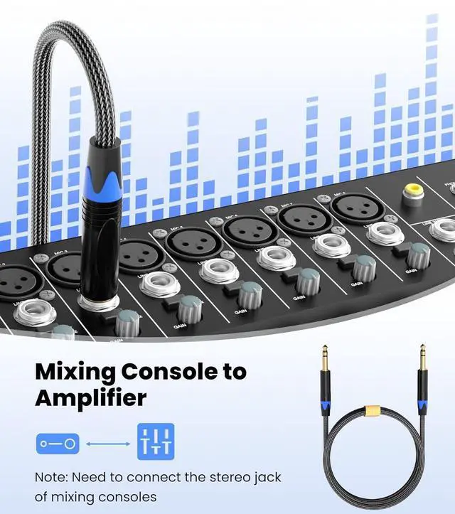 Alt view image 6 of 7 - 1/4 inch TRS Cable Quarter inch 1/4 TRS to TRS Balanced Stereo Audio Cable Male to Male Pro Interconnect Cable Guitar Cable Nylon Braid - 3 FT