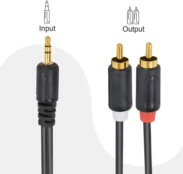 Alt view image 7 of 7 - RCA Cables - 59IN/5FT Stereo Jack to 2RCA Plugs for Smartphone Tablet HDTV DVD Player Home Theater Speakers Projector