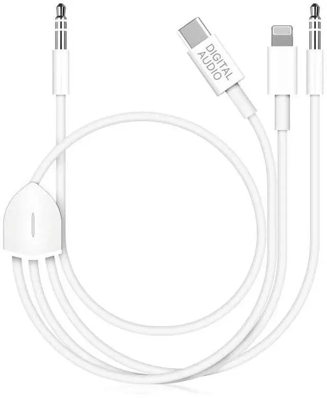 Main image of [3in1] USB C to 3.5mm Audio Aux Jack Cable Compatible with iPhone 15 14 13 12 11 XS XR X 8 7 iPad Pro  Galaxy S23 S22 S21 Ultra etc Work with Car Stereo Headset Speaker - 3.93ft White