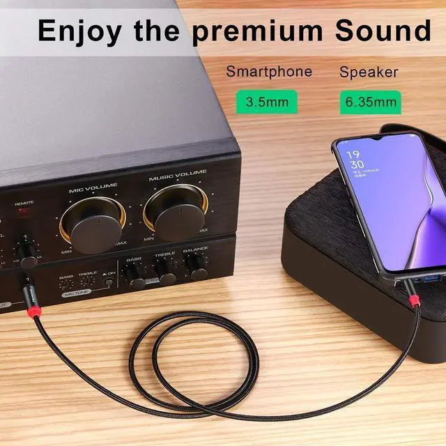 Alt view image 4 of 7 - 3.5mm to 6.35mm Stereo Audio Cable 6.35 1/4 Male to 3.5 1/8 Male TRS Stereo Audio Cable for Guitar iPod Laptop Home Theater Devices Smartphones and Amplifiers (3.3Ft/1M)