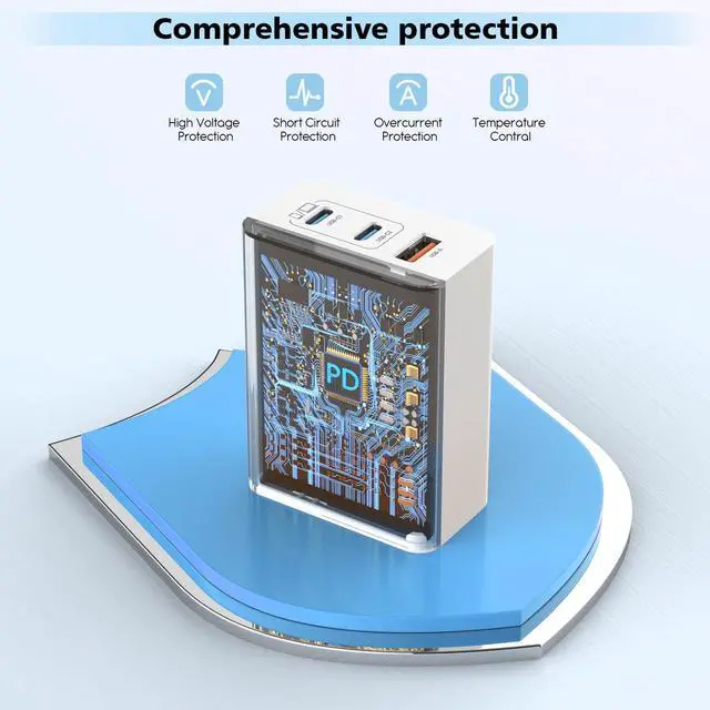 Alt view image 7 of 7 - 100W USB C Charger 2Pack 140W USB C to USB C Woven Cable 6FT Braided Cord 100W USBC Mac Book Pro Charger Block 6Foot Super Fast  Charging 3Port PD&AC Charge for MacBook Pro/iPhone 16/15/iPad Pro