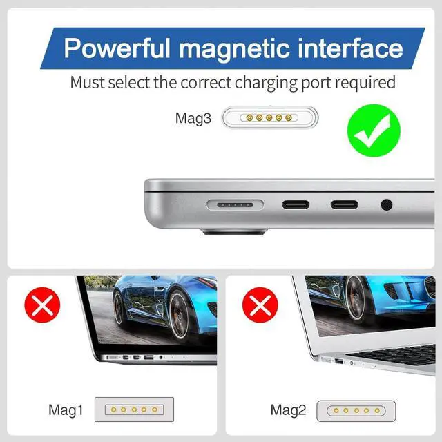 Alt view image 7 of 7 - 140W Charger for Mac Book Pro 14 16 inch 2024 2023 2021 Mac Book Air 13 15 inch 2024 2023 2022 M3 M2 M1 with LED 6.6FT USB-C to 3 Braided Cable Original Quality Powerful Connect (140W)