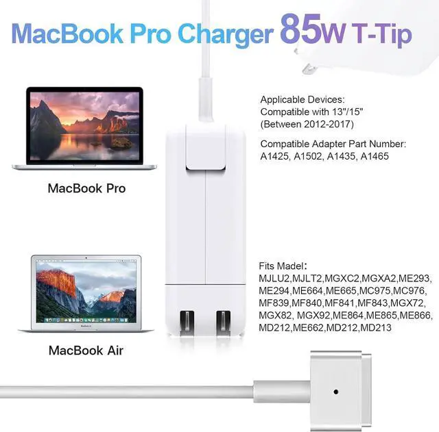 Alt view image 3 of 6 - Mac Book Pro Charger 85W Power Adapter Compatible with Mac Book Air/Pro 13-Inch & 15-Inch (Late 2012-2017)