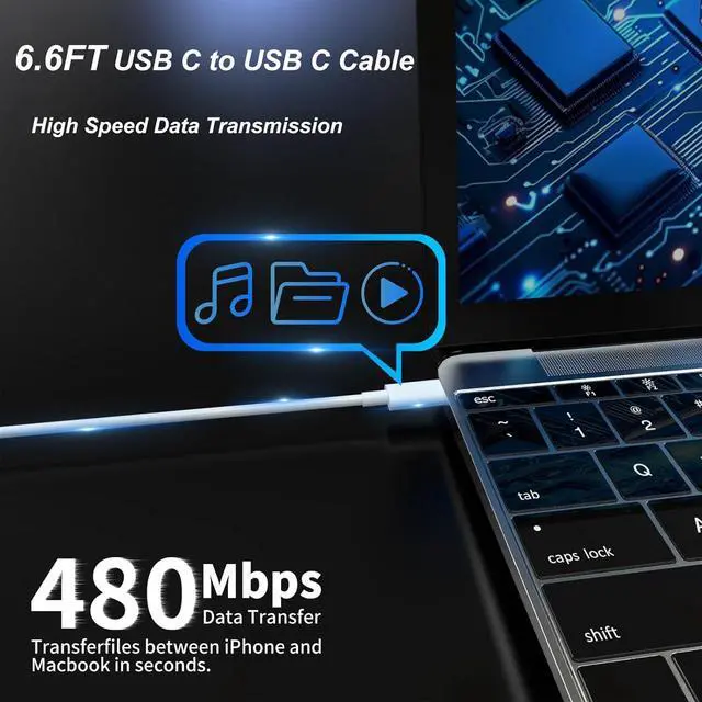 Alt view image 4 of 7 - Mac Book Pro Charger - 118W USB C Laptop Charger Power Adapter Fit MacBook Air 13 14 15 16 inch MacBook Pro M1 M2 M3 M4 iPad Pro and All Type C Port Devices 6.6 Ft USB C to C Cable