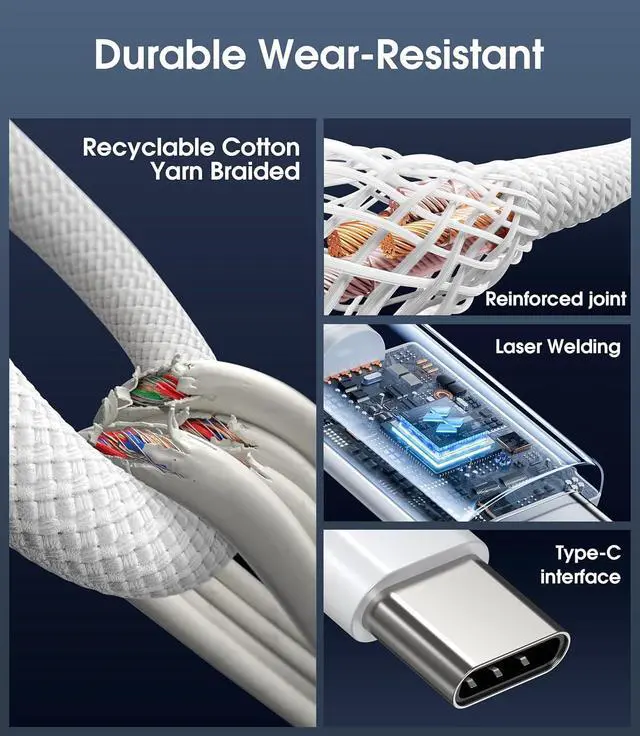 Alt view image 4 of 7 - Mac Book Pro Charger 100W USB C Charger Fast Charger Compatible with USB C Port MacBook Pro/MacBook Air 16 15 14 13 Inch ipad Pro iPhone  Galaxy and All USB C Device