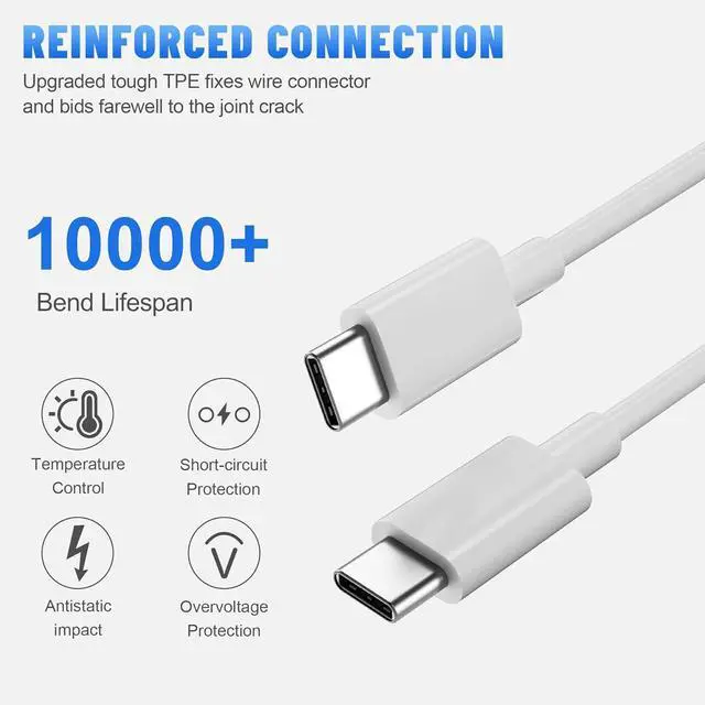 Alt view image 3 of 6 - 96W for MacBook Charger USB C Replacement for MacBook M1 Air Pro USB-C Laptop Charger Mac Book 13 14 15 16 inch, 2024 2023 2022 2021 2020, M2 M3 - Type C AC Adapter Block Computer USBC Cable 6FT