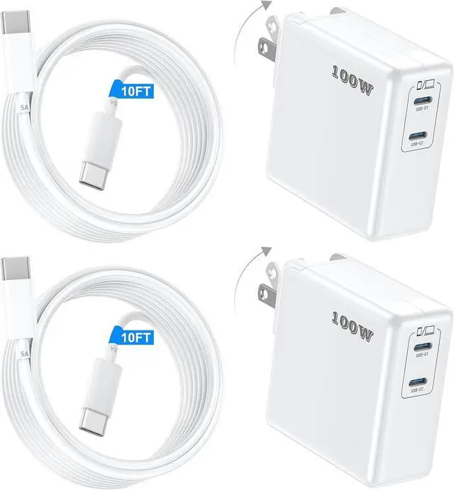 Main image of Mac Book Pro Charger 100W USB C Fast Charger for MacBook Pro/MacBook Air 16 15 14 13 Inch iPad Pro iPhone 16/15 Pro and All USBC Devices GaN Foldable Power Adapter with 10 FT USB C Charge Cable